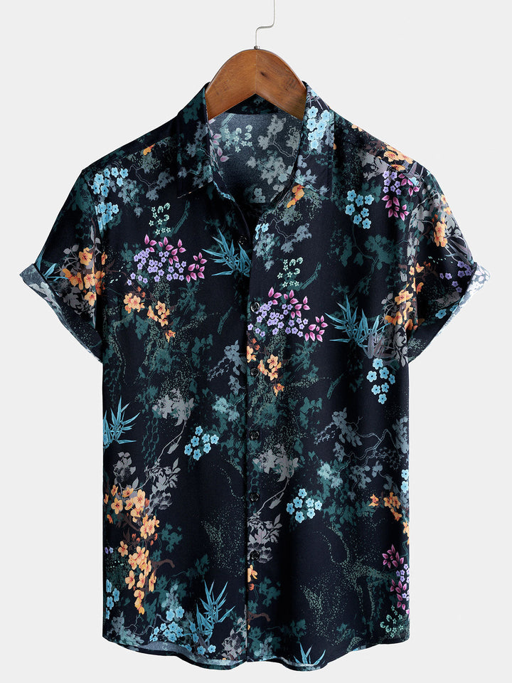 Chemise Homme Resort à Manches Courtes Imprimé Botanique