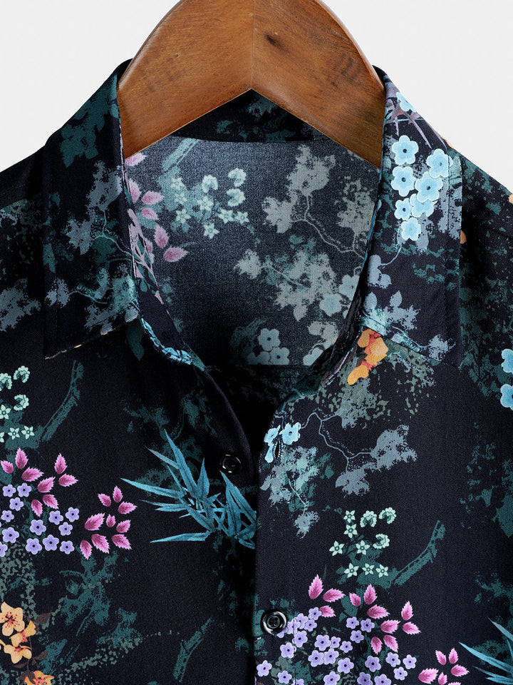 Chemise Homme Resort à Manches Courtes Imprimé Botanique