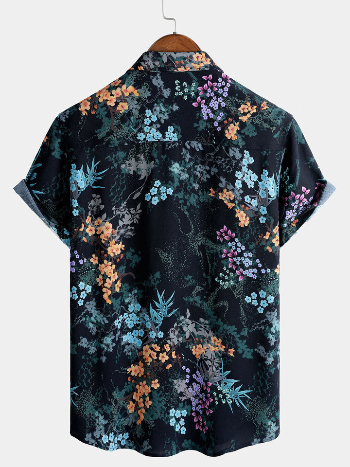 Chemise Homme Resort à Manches Courtes Imprimé Botanique