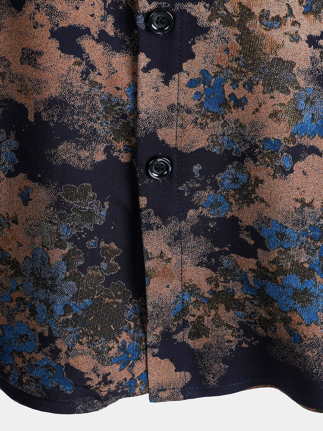 Chemise Homme Rayonne Bleu Marine Imprimé Floral Abstrait Décontractée Manches Courtes