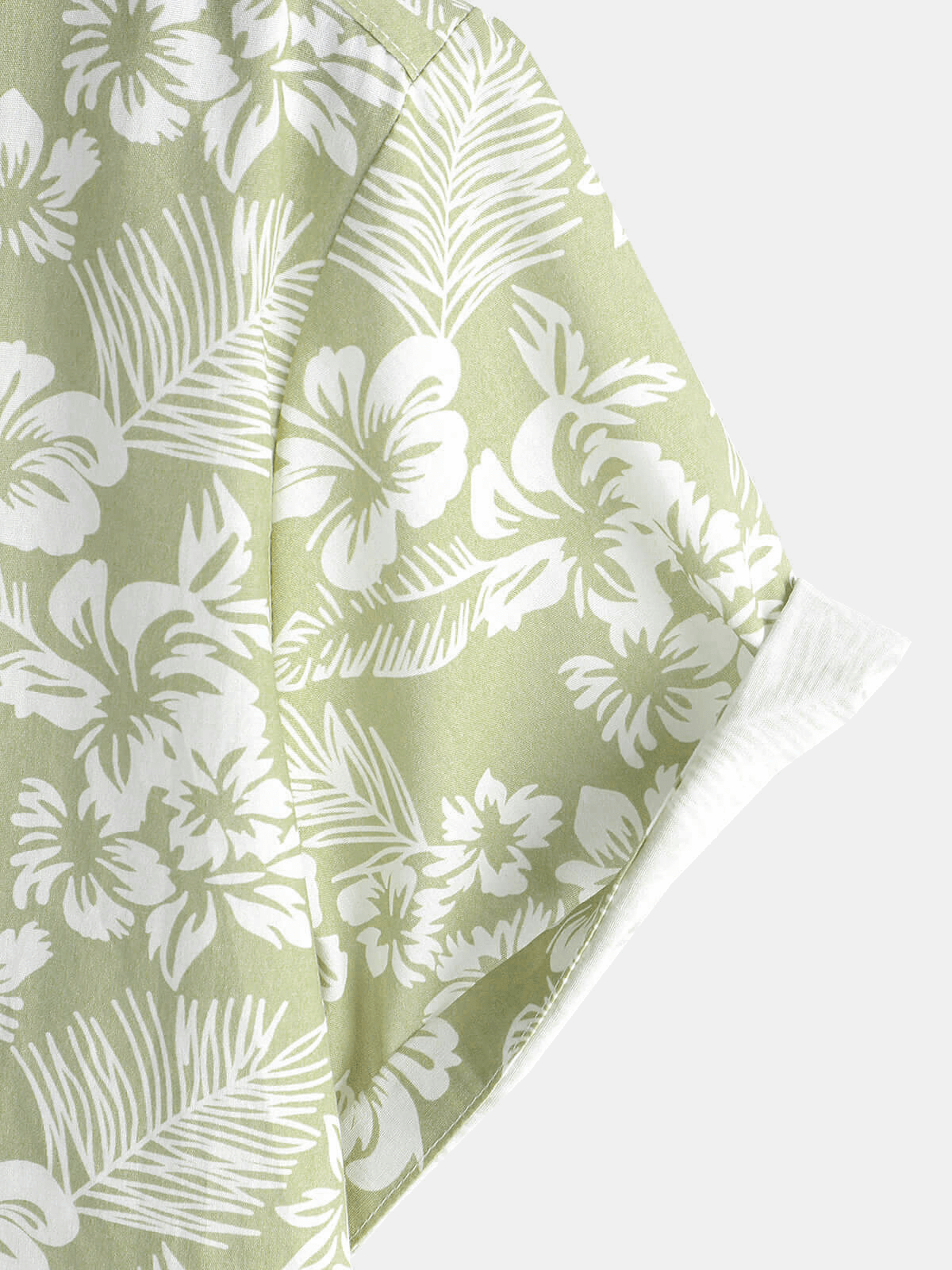 Chemise à manches courtes boutonnée à fleurs d'été en coton vert hawaïen pour hommes