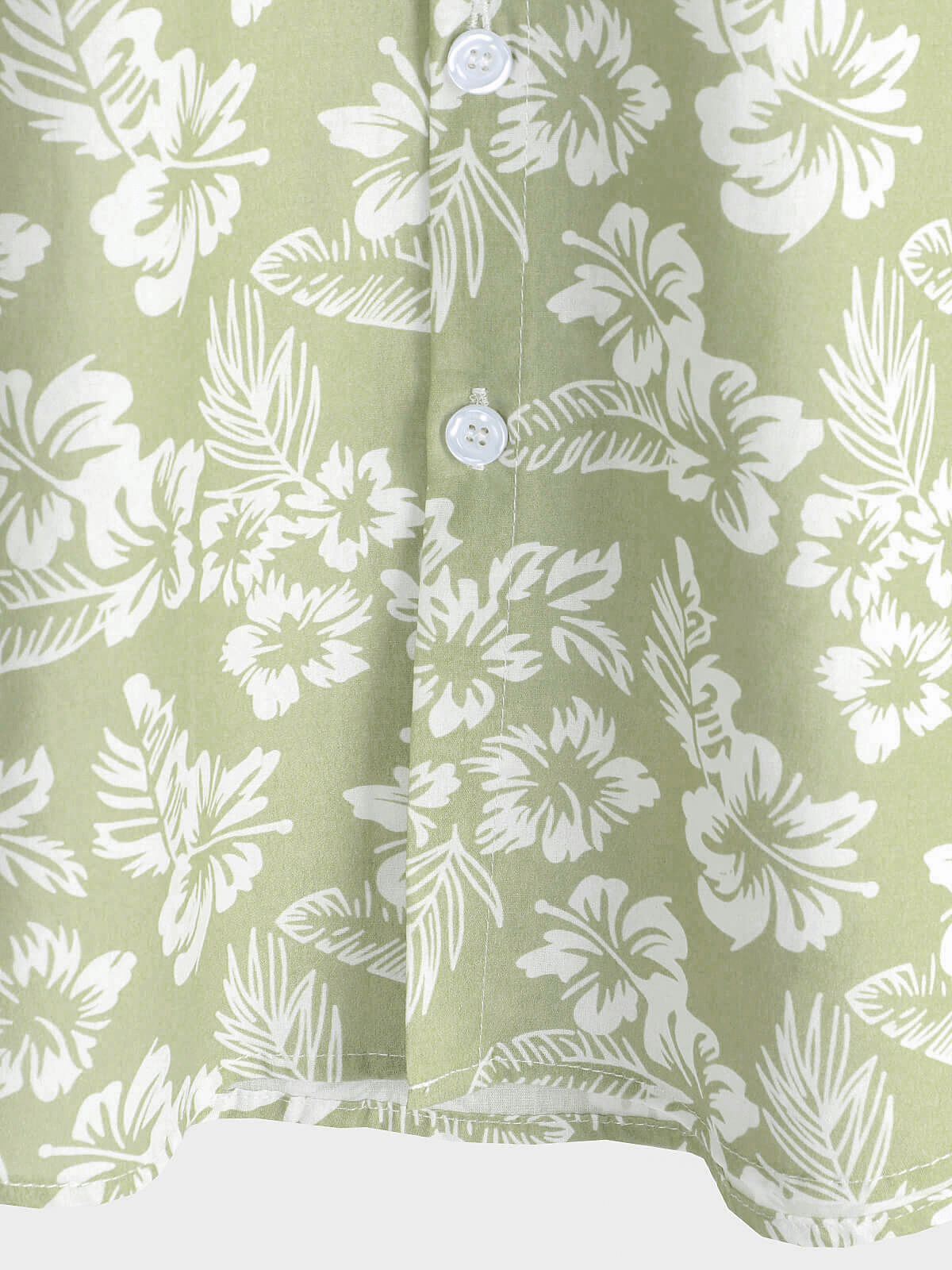 Chemise à manches courtes boutonnée à fleurs d'été en coton vert hawaïen pour hommes