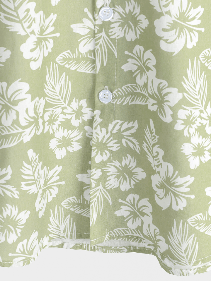 Chemise à manches courtes boutonnée à fleurs d&