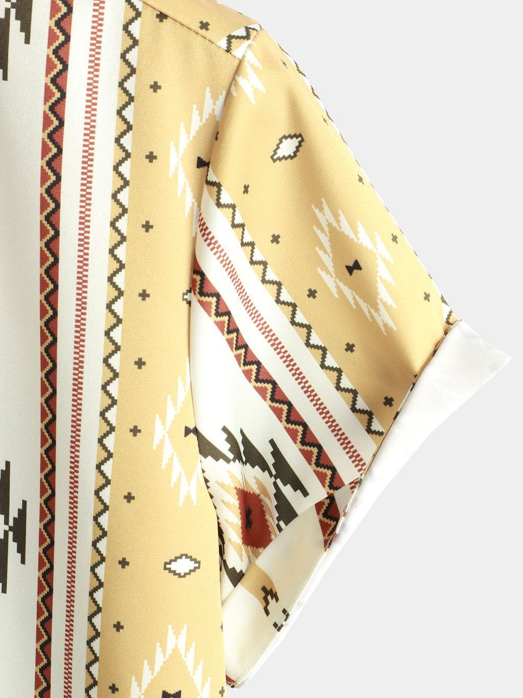 Chemise Vintage pour Homme à Rayures Verticales à Manches Courtes Style Rétro des Années 70 avec Imprimé Azteque