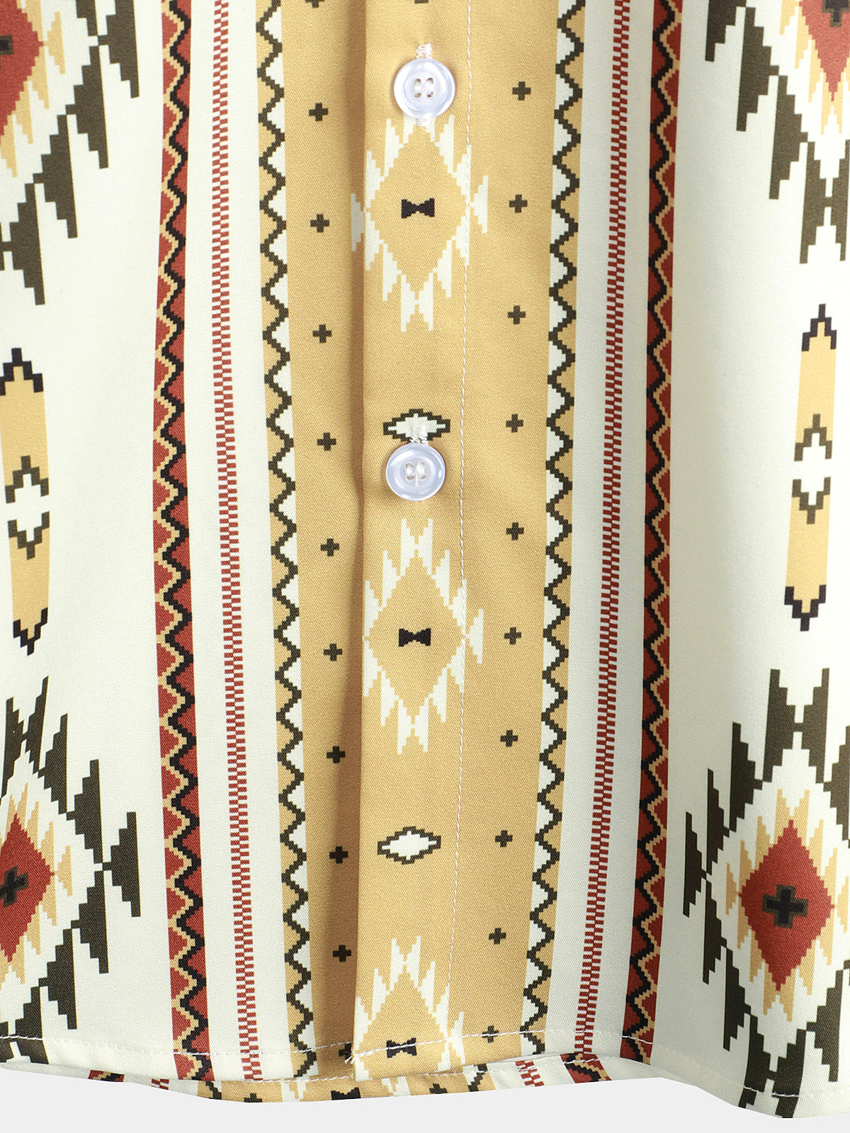 Chemise boutonnée à imprimé aztèque rétro des années 70 à rayures verticales pour hommes