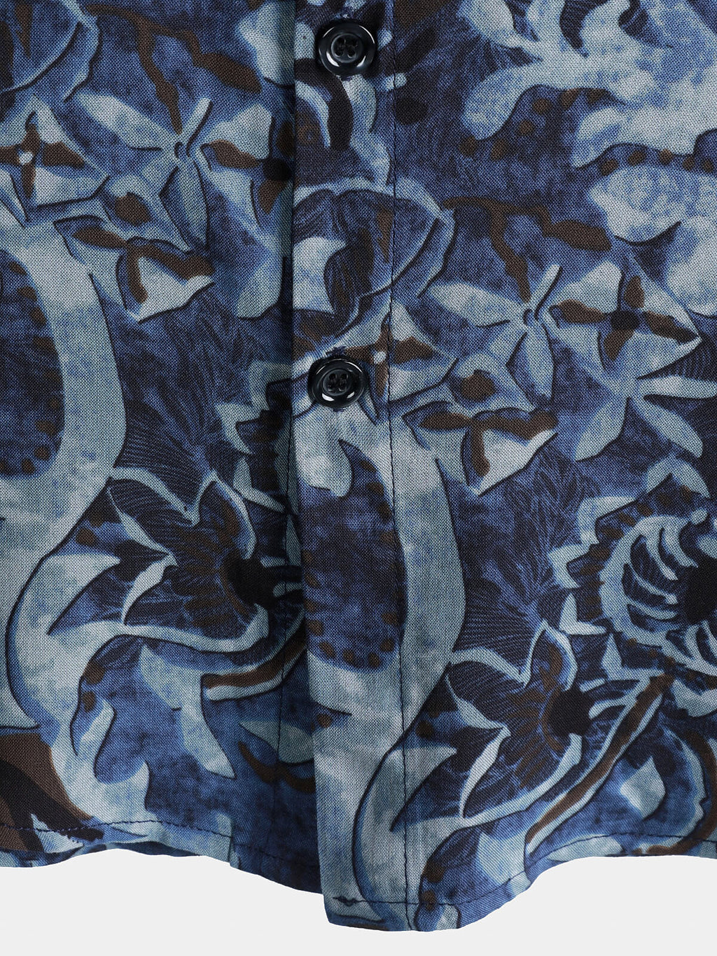 Chemise homme en rayonne à imprimé floral bleu style vintage manches courtes