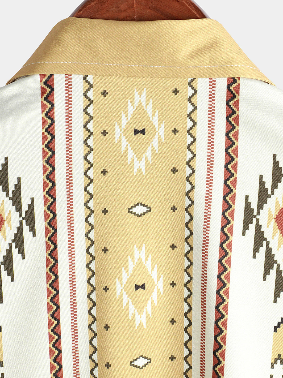 Chemise Vintage pour Homme à Rayures Verticales à Manches Courtes Style Rétro des Années 70 avec Imprimé Azteque