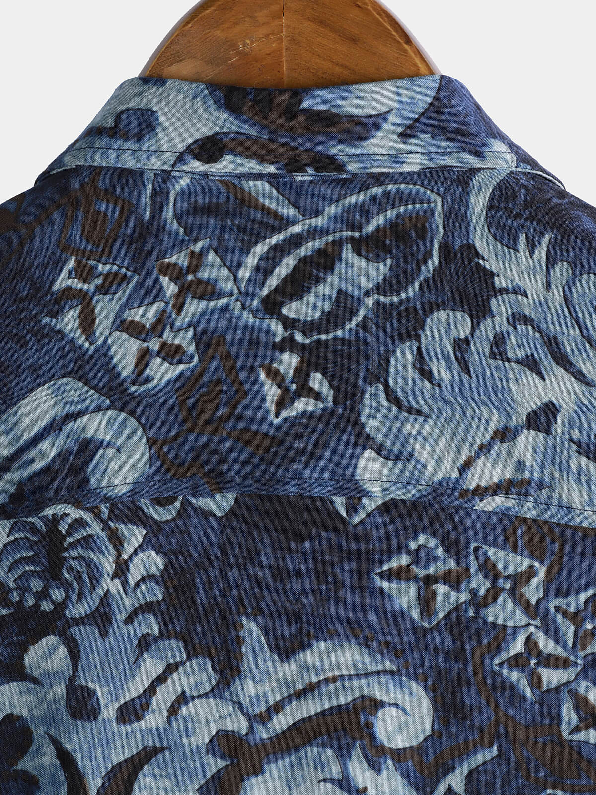 Chemise homme en rayonne à imprimé floral bleu style vintage manches courtes