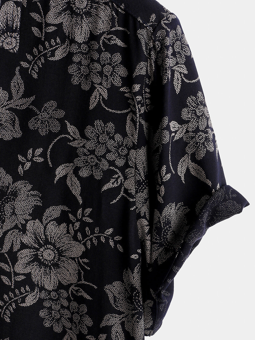 Chemise à manches courtes hawaïenne bleu marine à imprimé floral pour hommes
