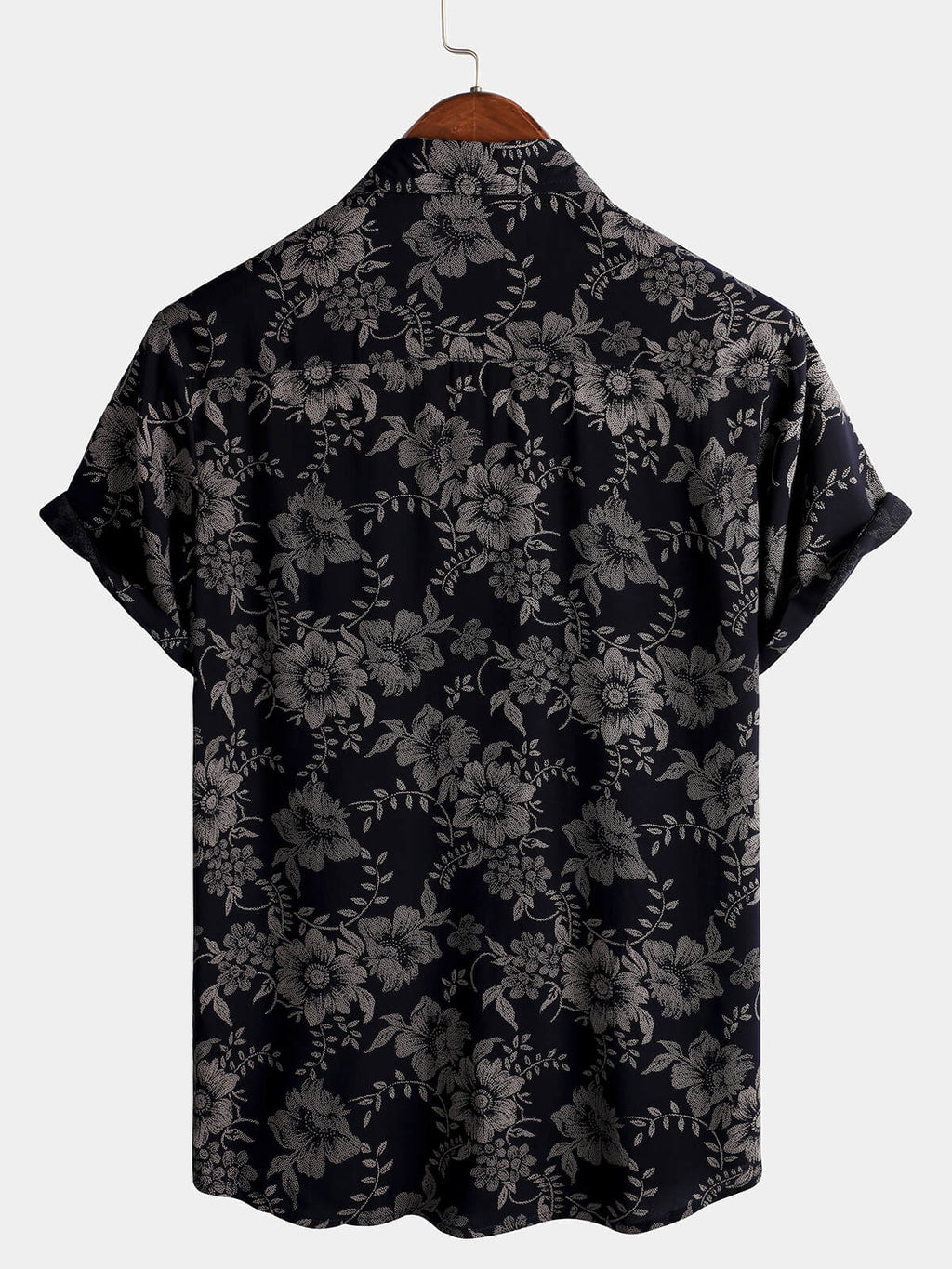 Chemise à manches courtes hawaïenne bleu marine à imprimé floral pour hommes