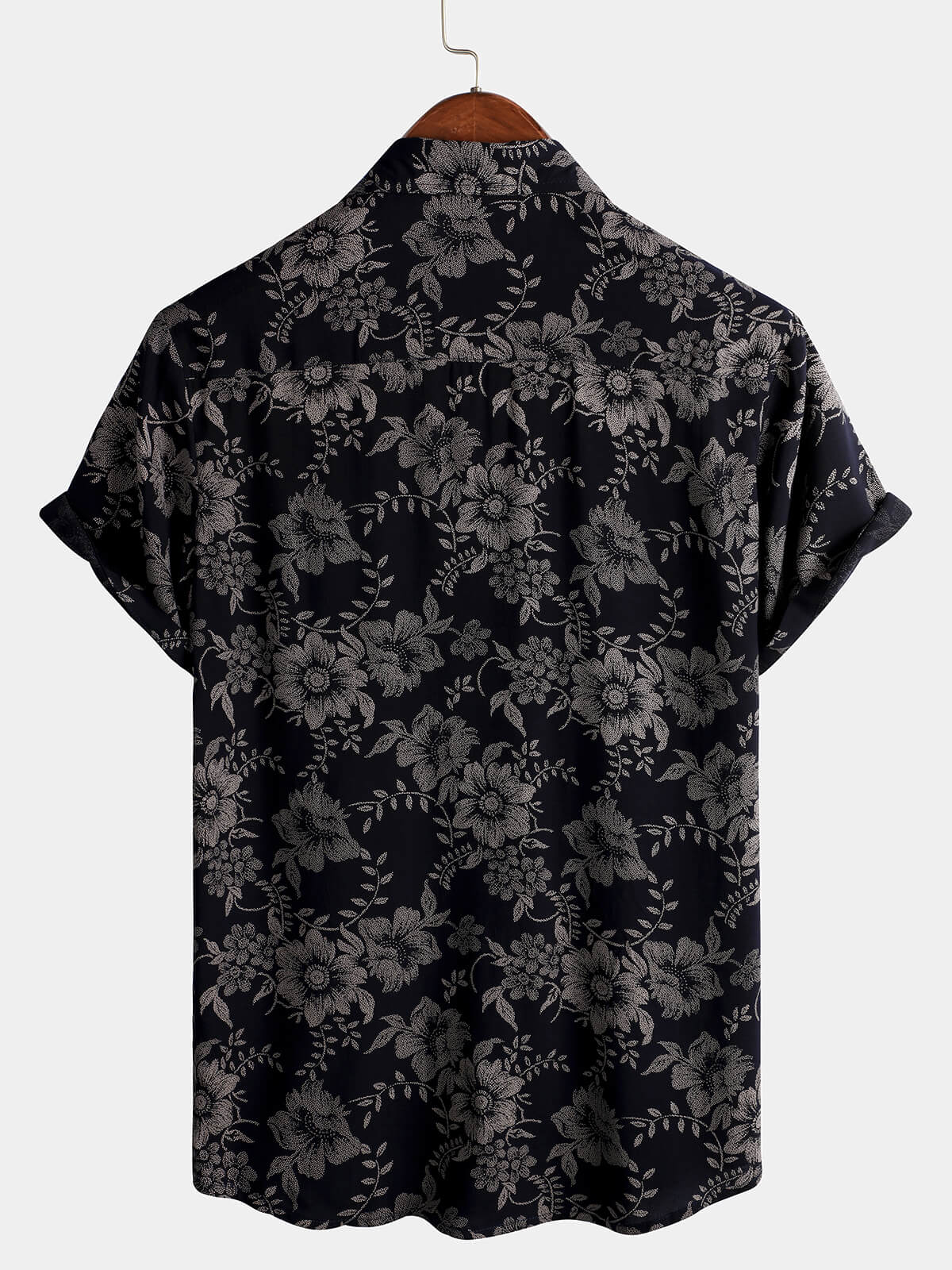 Chemise Hawaïenne Vintage à Manches Courtes pour Homme avec Imprimé Floral, Respirante, Couleur Bleu Marine