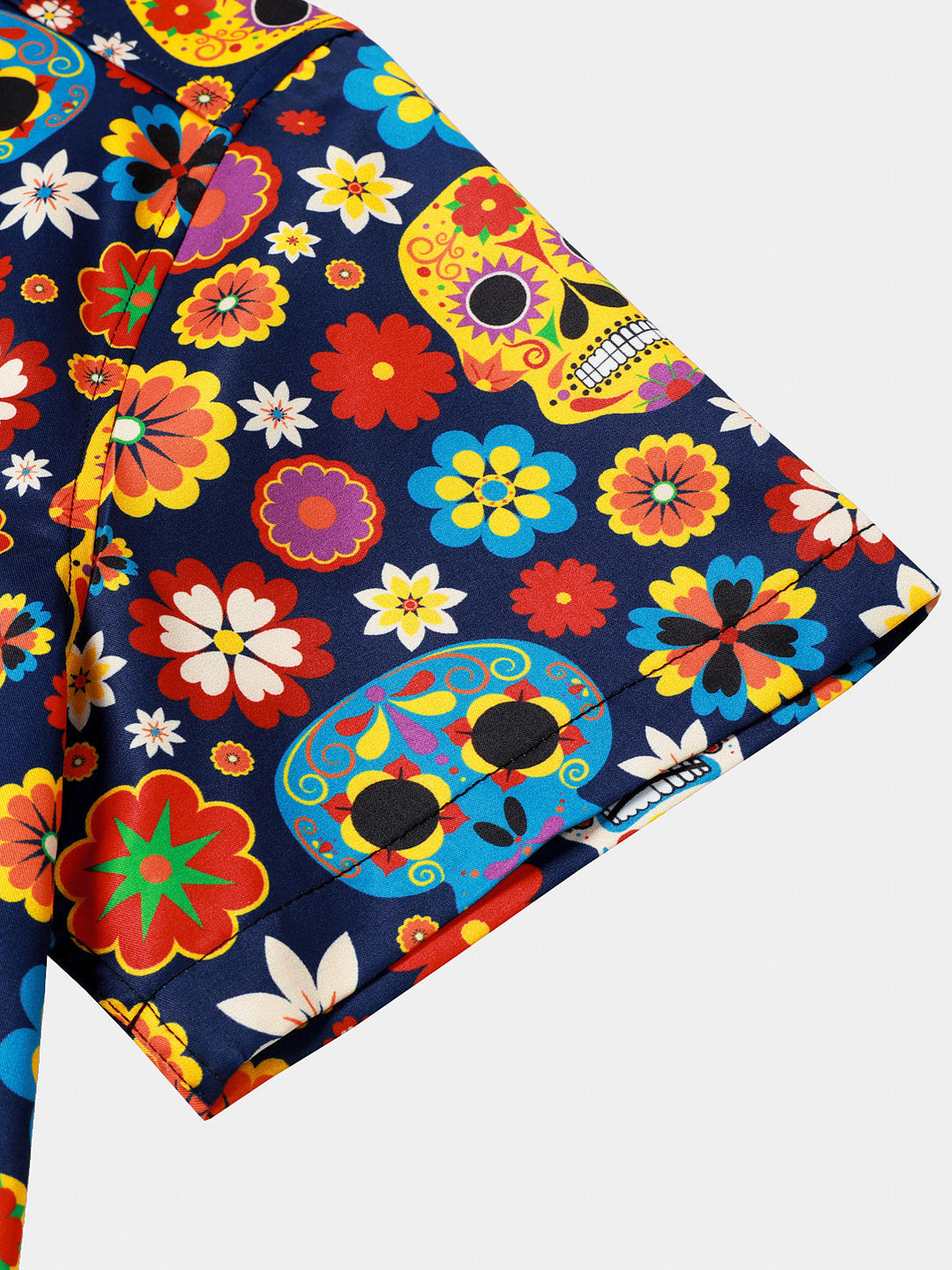 Chemise Homme à Motif Sugar Skull Style Punk Rock Vacances Plage Manches Courtes