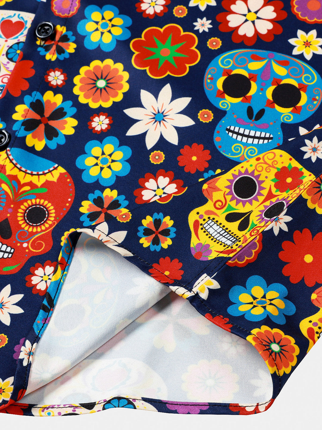 Chemise Homme à Motif Sugar Skull Style Punk Rock Vacances Plage Manches Courtes