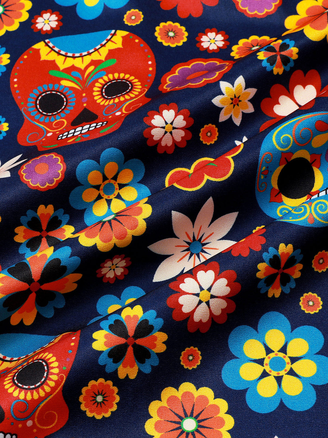 Chemise Homme à Motif Sugar Skull Style Punk Rock Vacances Plage Manches Courtes