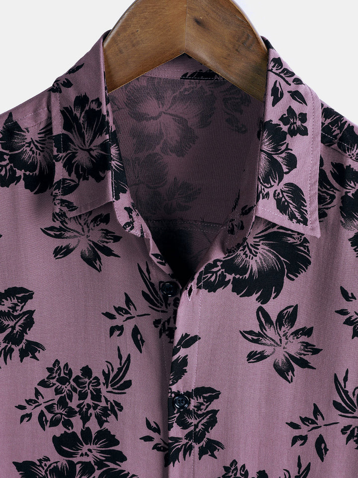 Chemise Homme de Vacances à Manches Courtes en Rayonne avec Imprimé Floral Tropical