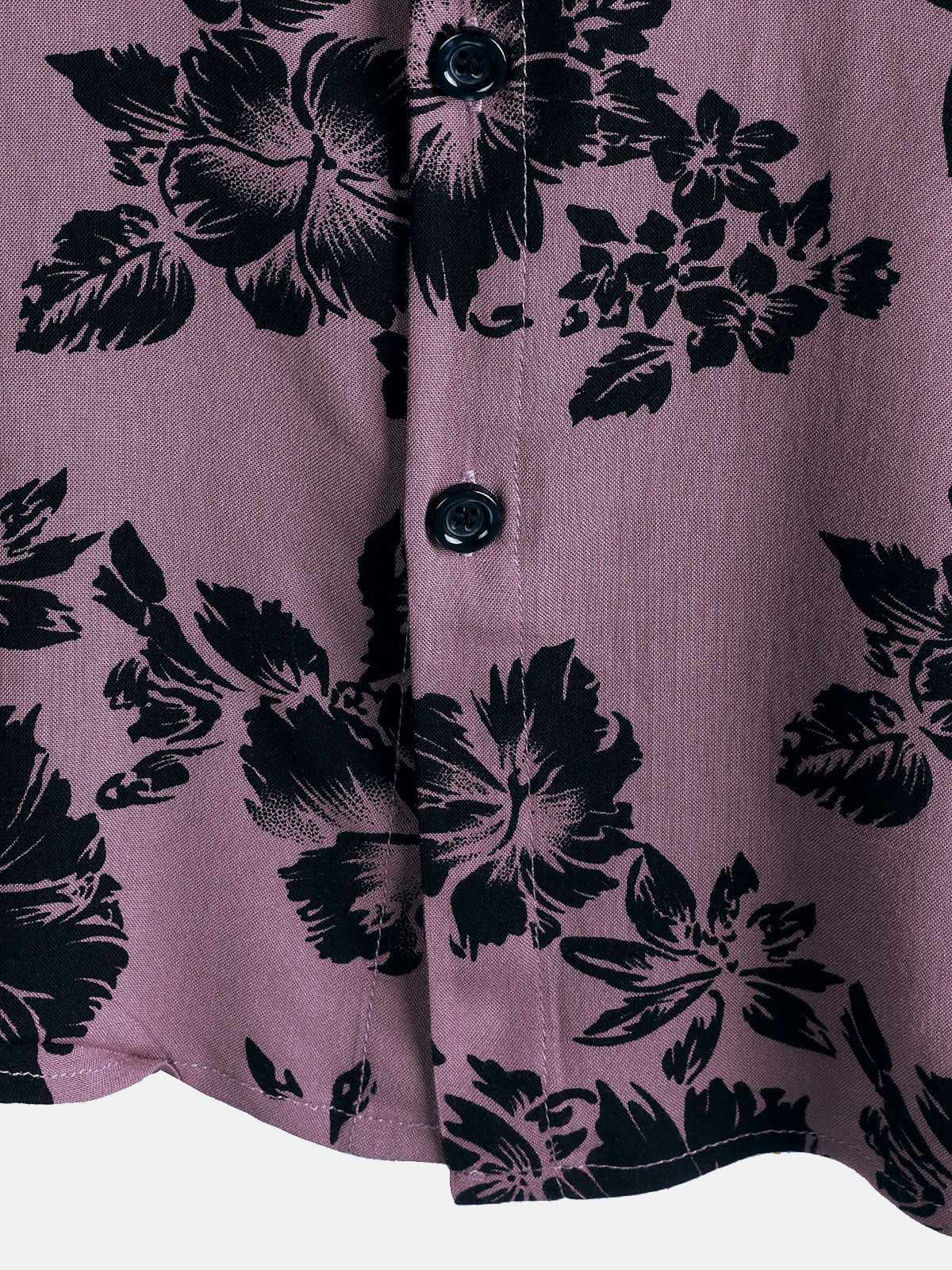 Chemise Homme de Vacances à Manches Courtes en Rayonne avec Imprimé Floral Tropical
