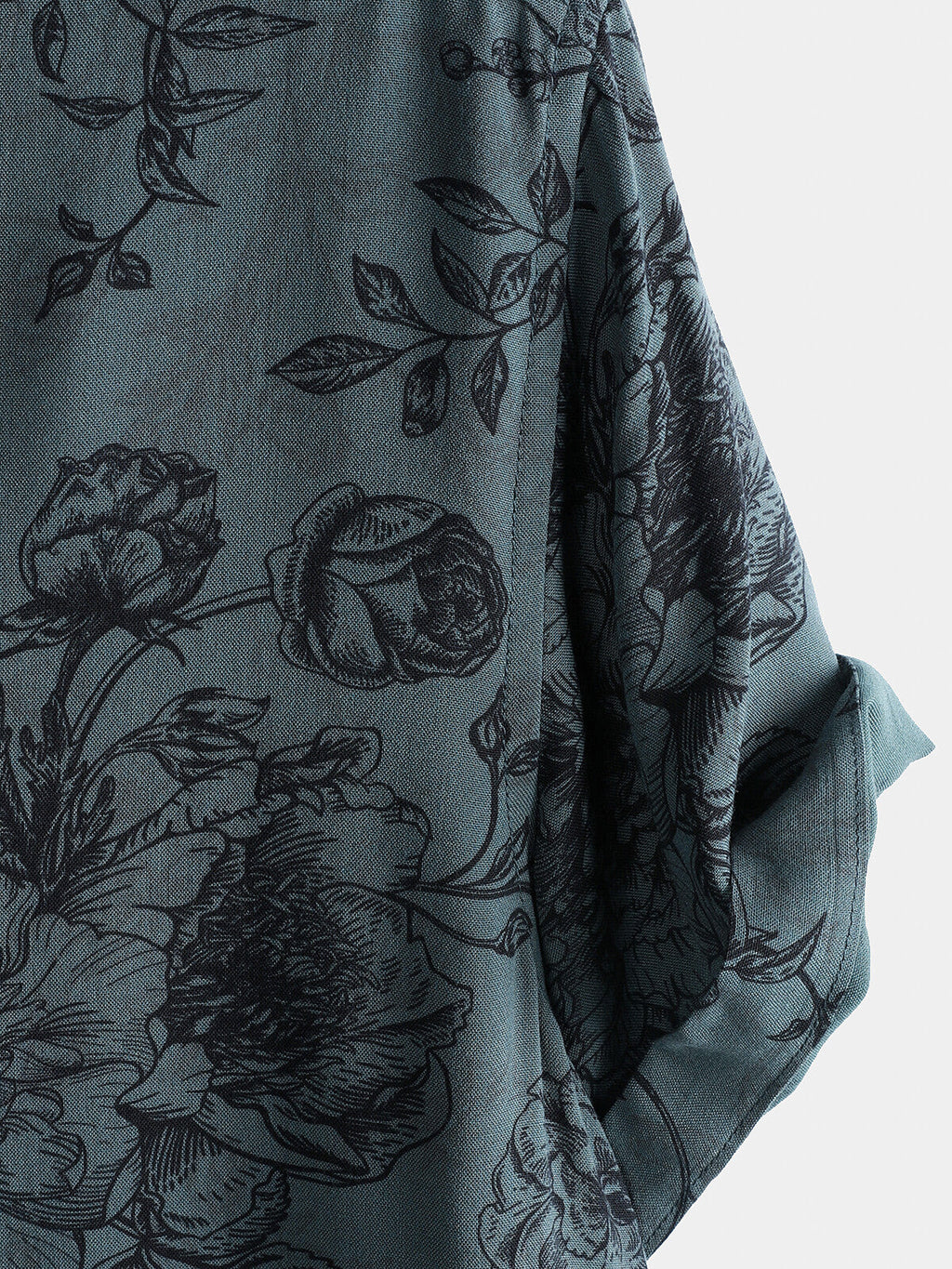 Chemise à Manches Courtes Vintage pour Homme avec Imprimé Floral Bleu