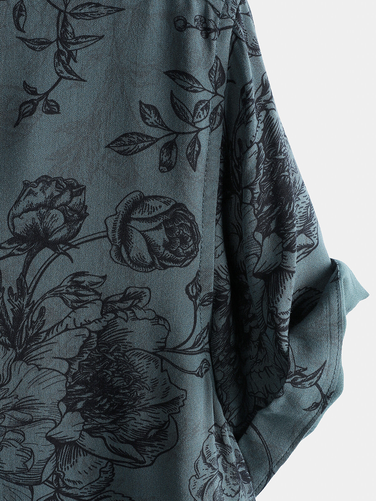 Chemise à Manches Courtes Vintage pour Homme avec Imprimé Floral Bleu