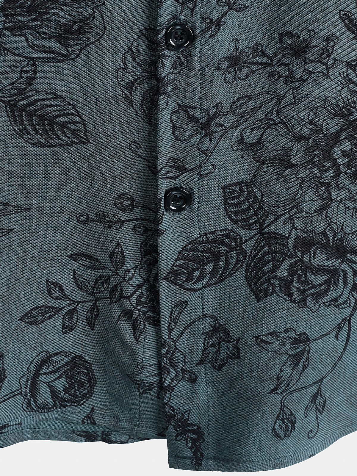 Chemise à Manches Courtes Vintage pour Homme avec Imprimé Floral Bleu