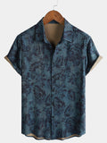 Chemise à Manches Courtes Boho Vintage avec Imprimé Floral pour Homme