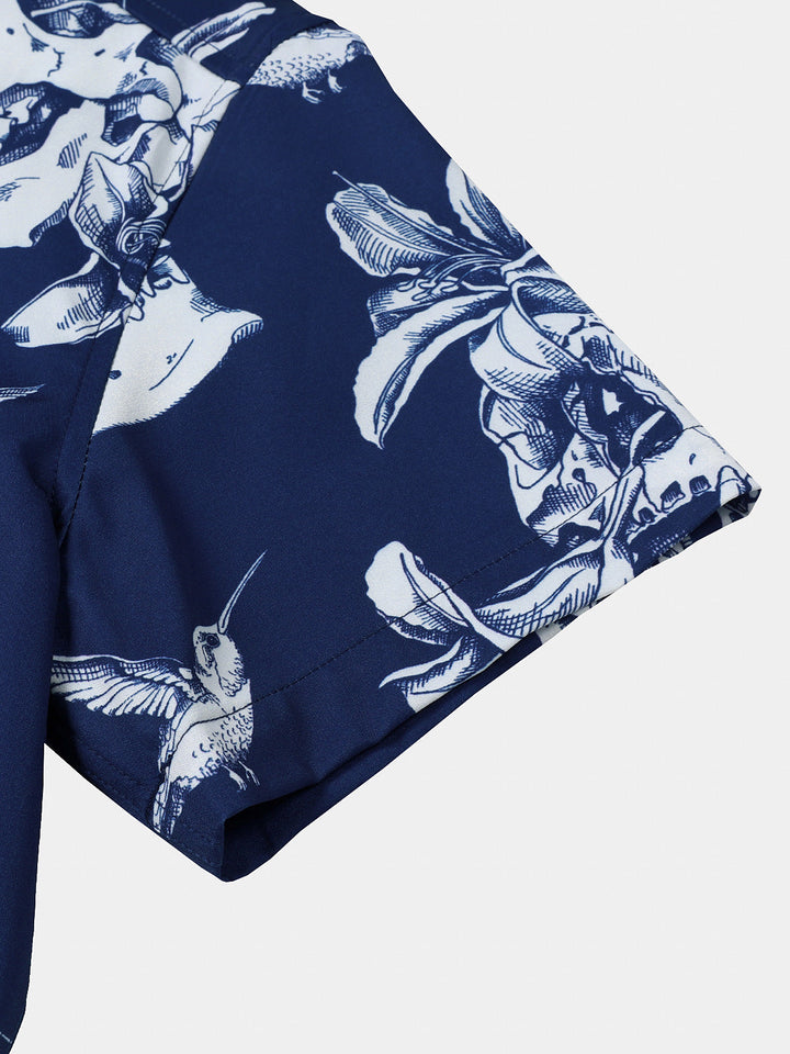 Chemise Homme Skull Colibri Beach Party Manches Courtes