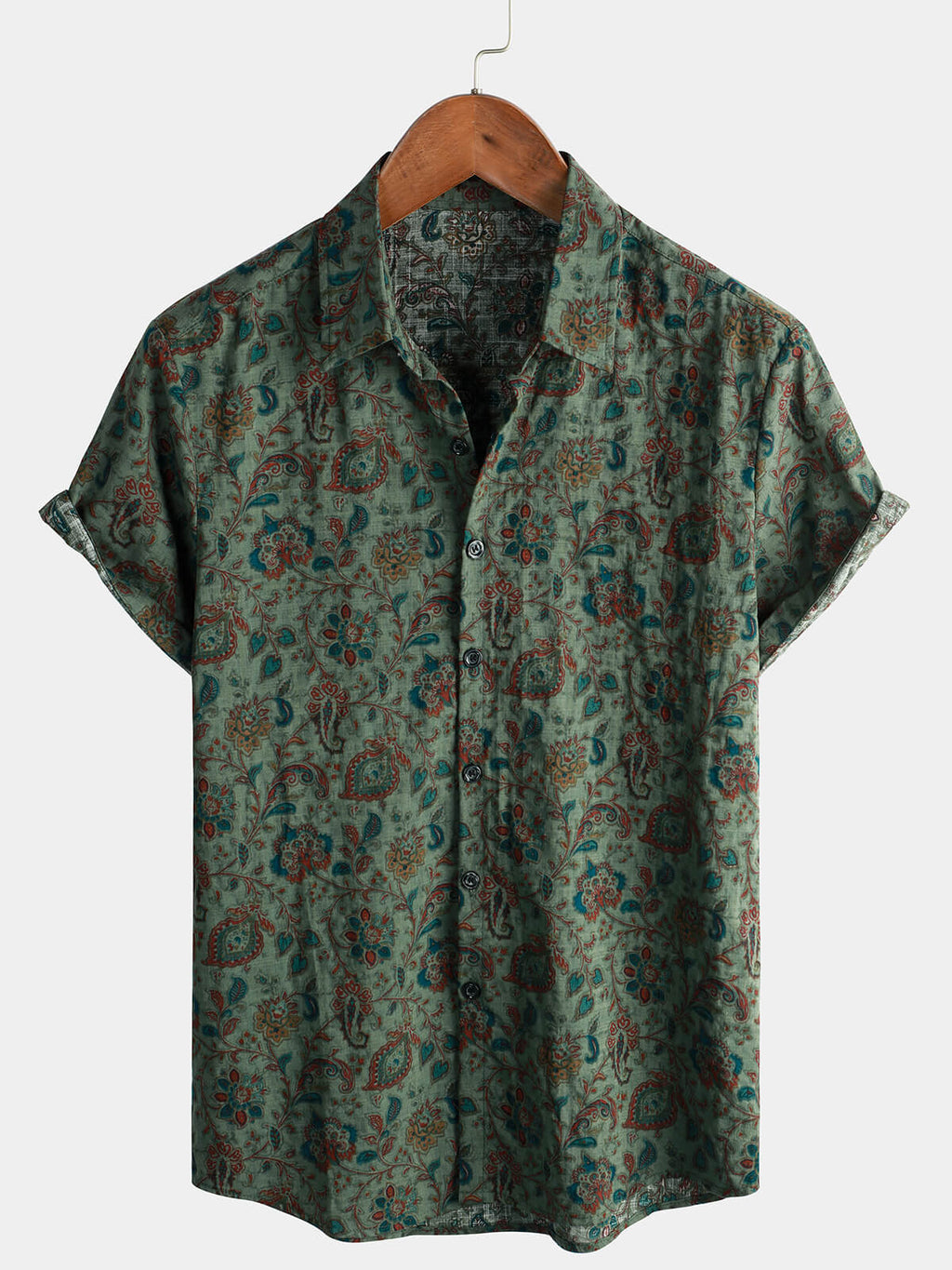 Chemise à manches courtes vintage boutonnée pour homme Motif cachemire rétro des années 70 pour homme