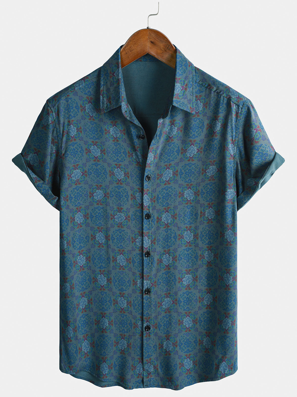 Chemise Homme Décontractée Style Bohème Rétro Manches Courtes