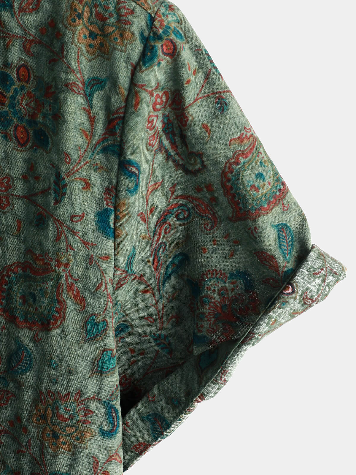 Chemise Vintage à Manches Courtes avec Boutons de Style Rétro Paisley Vert pour Homme des Années 70