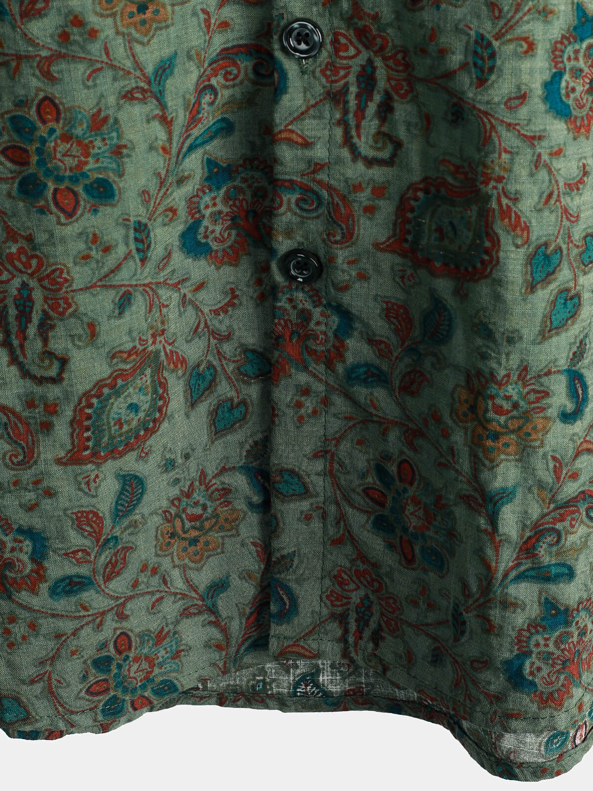 Chemise Vintage à Manches Courtes avec Boutons de Style Rétro Paisley Vert pour Homme des Années 70