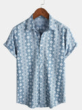 Chemise d'été rétro pour homme, à manches courtes, rayée