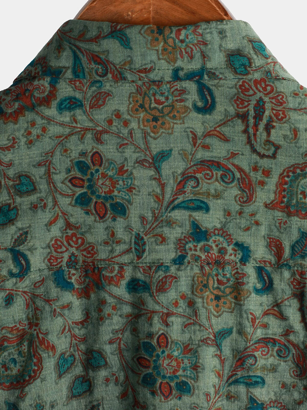 Chemise Vintage à Manches Courtes avec Boutons de Style Rétro Paisley Vert pour Homme des Années 70