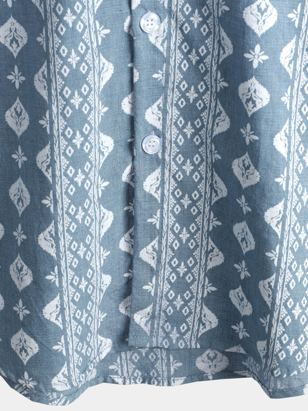 Chemise à manches courtes d'été vintage en coton bleu rétro boutonnée pour homme