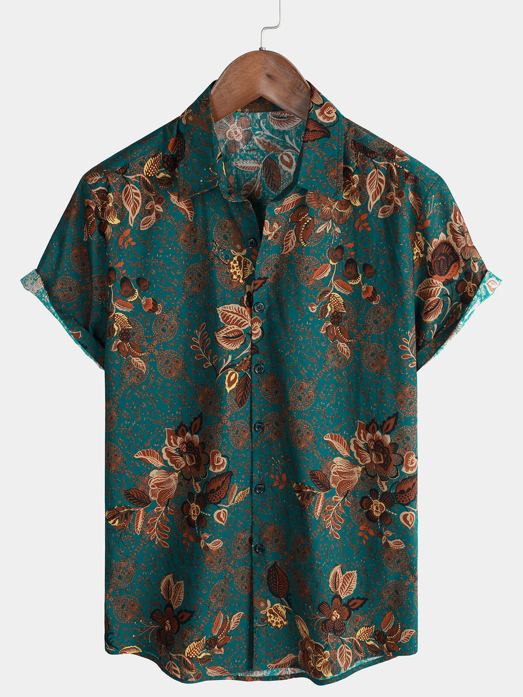 Chemise d'Homme Vintage de Vacances avec Boutons et Manches Courtes