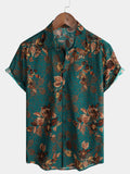 Chemise d'Homme Vintage de Vacances avec Boutons et Manches Courtes