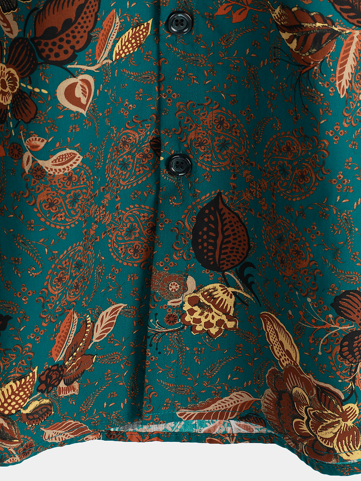 Chemise d'Homme Vintage de Vacances avec Boutons et Manches Courtes