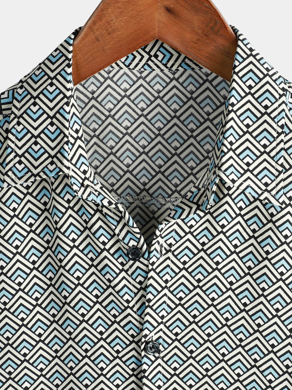 Chemise pour Homme Casual Vintage Géométrique à Bouton pour Vacances d'Été Rétro à Manches Courtes