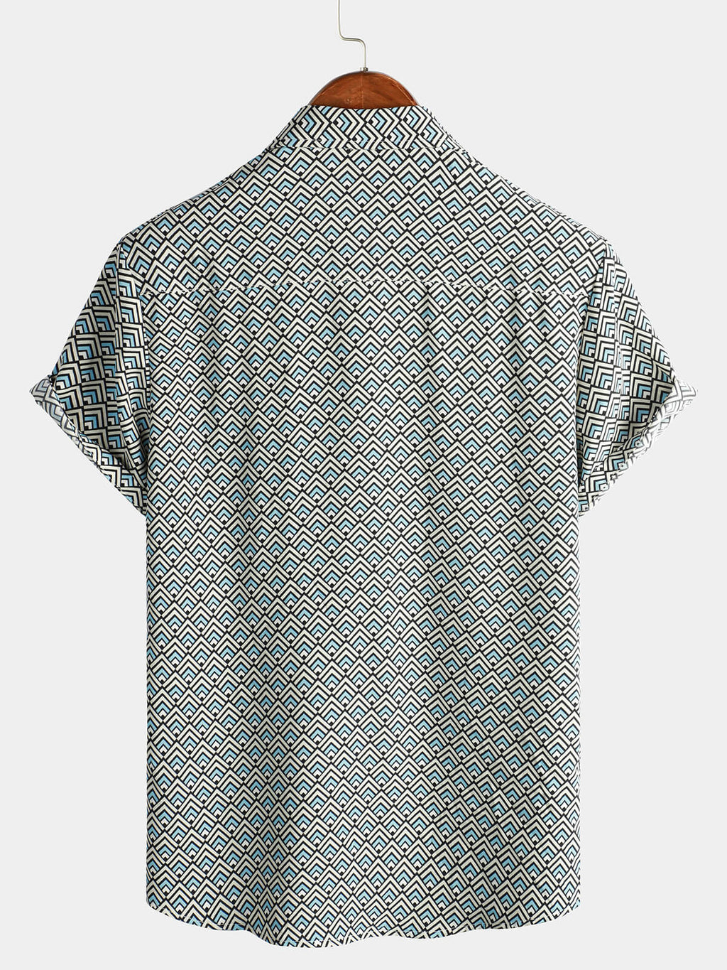 Chemise pour Homme Casual Vintage Géométrique à Bouton pour Vacances d'Été Rétro à Manches Courtes