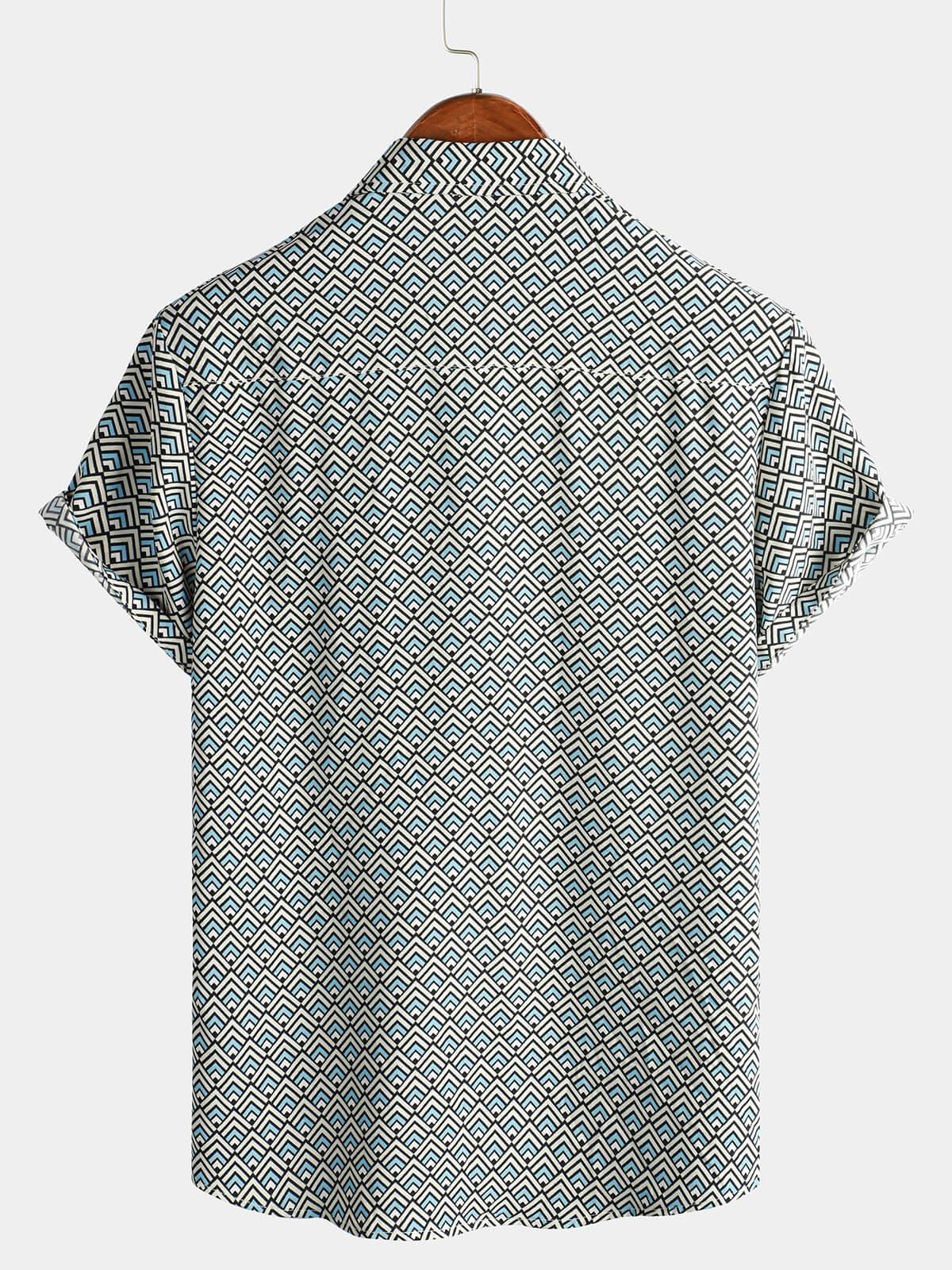 Chemise pour Homme Casual Vintage Géométrique à Bouton pour Vacances d'Été Rétro à Manches Courtes