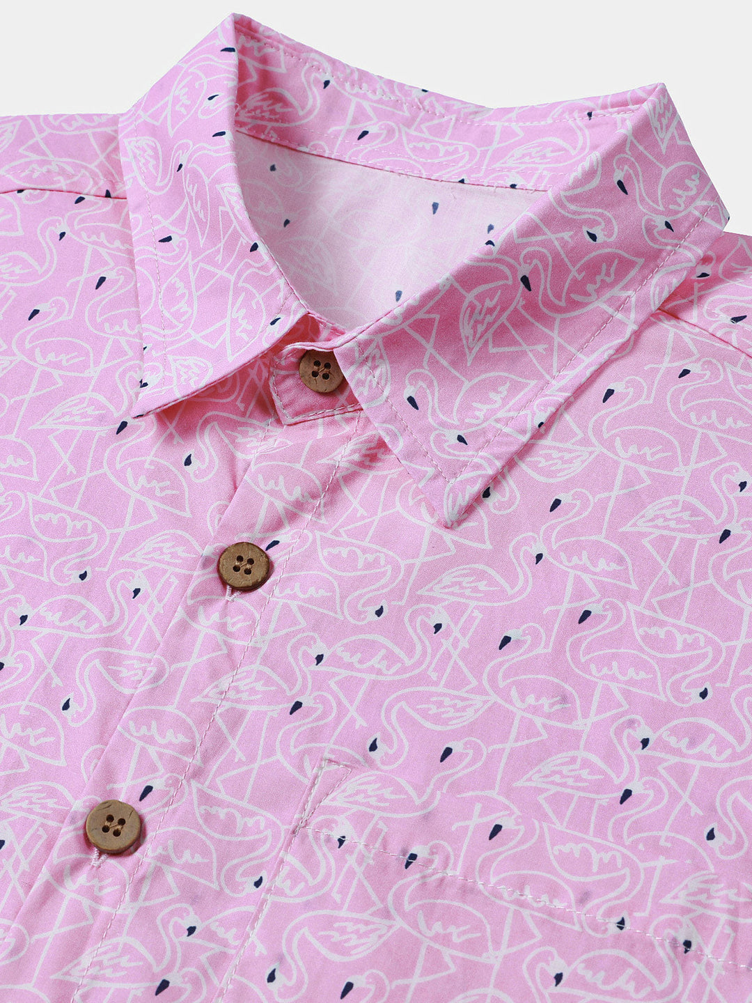 Chemise Homme Flamant Rose Plage Manches Courtes