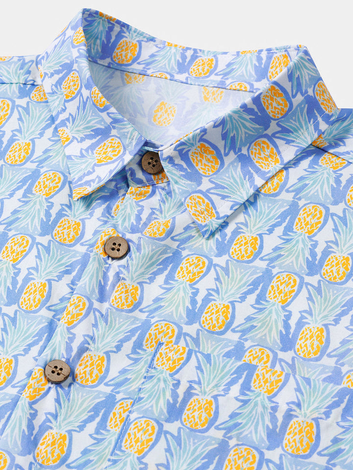 Chemise Homme Ananas Plage Manches Courtes