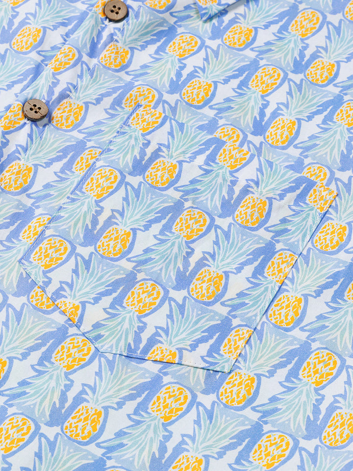 Chemise Homme Ananas Plage Manches Courtes