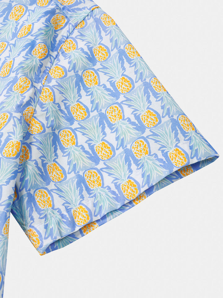 Chemise Homme Ananas Plage Manches Courtes