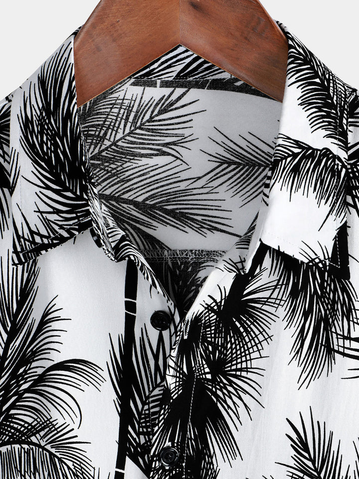 Chemise hawaïenne boutonnée à manches courtes pour hommes, palmier tropical