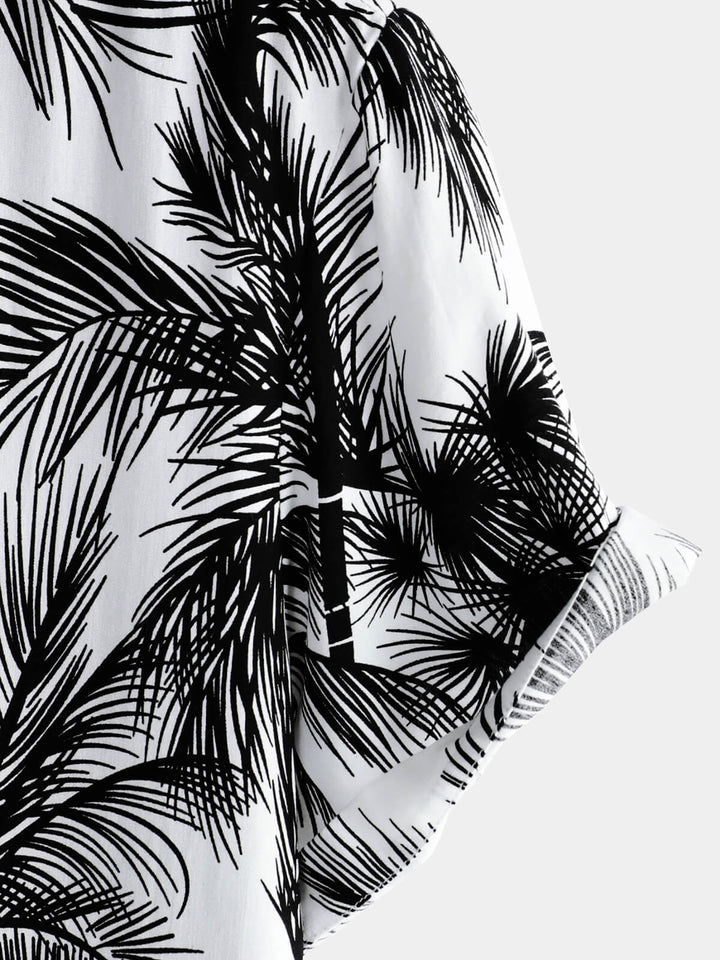 Chemise hawaïenne boutonnée à manches courtes pour hommes, palmier tropical