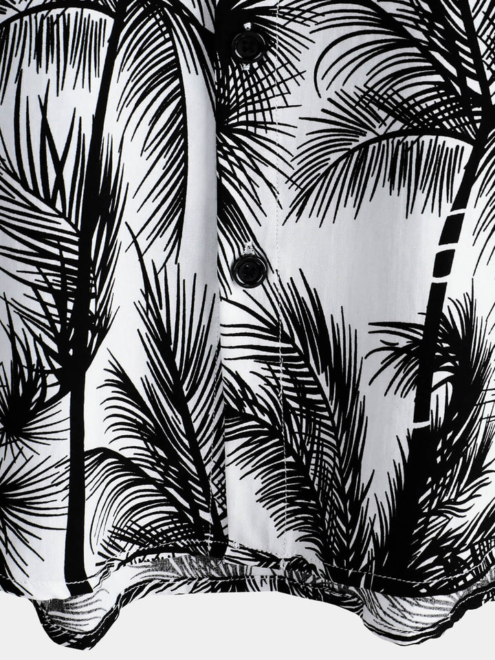 Chemise hawaïenne boutonnée à manches courtes pour hommes, palmier tropical