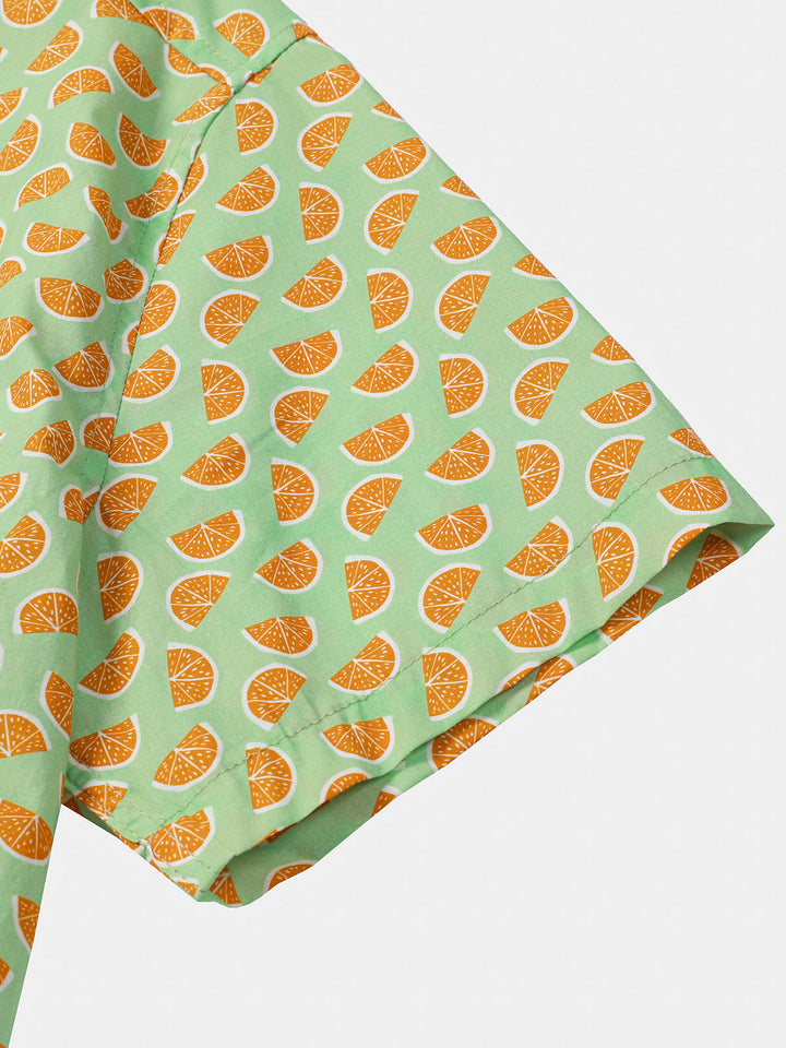 Chemise Homme Fruits Tropicales d’Été Manches Courtes