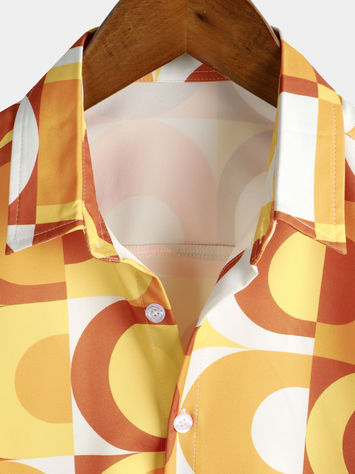 Chemise d'Été Rétro pour Homme, Boutons, Orange Vintage, Géométrique, Disco, Plage, Fraîche, à Manches Courtes