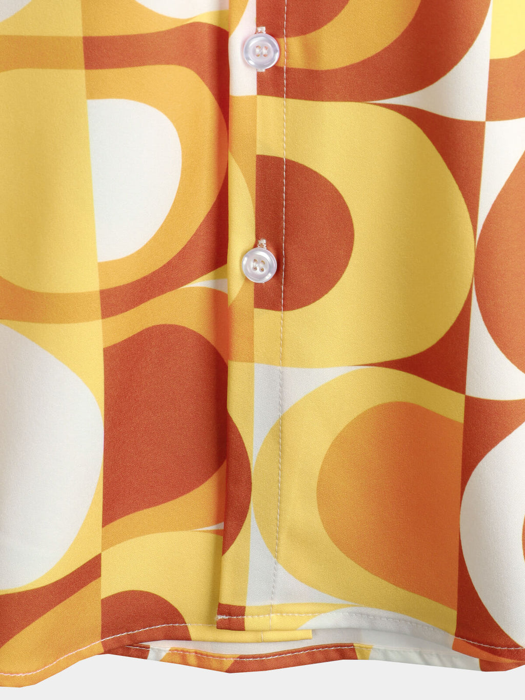 Chemise d'Été Rétro pour Homme, Boutons, Orange Vintage, Géométrique, Disco, Plage, Fraîche, à Manches Courtes