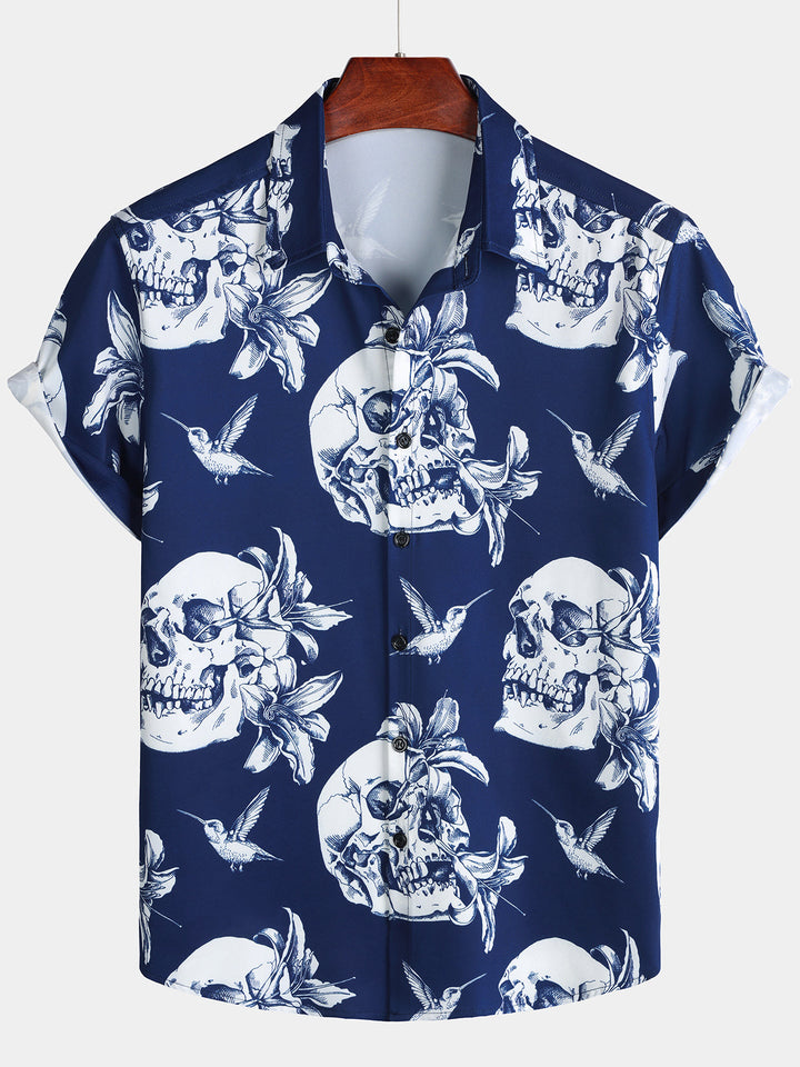 Chemise Homme Skull Colibri Beach Party Manches Courtes