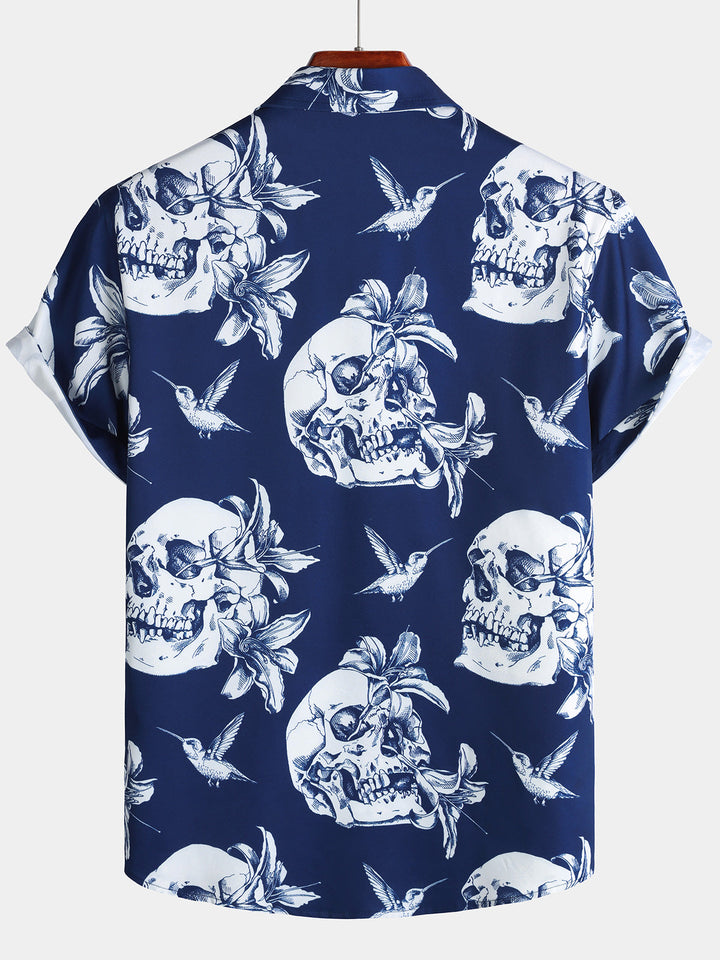 Chemise Homme Skull Colibri Beach Party Manches Courtes